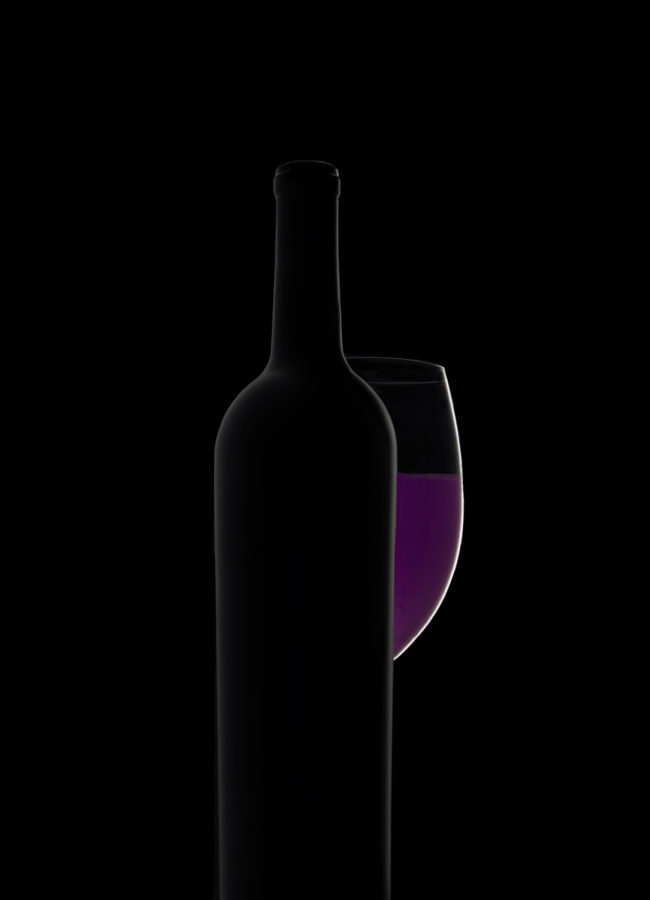 Wine Bottle with glass of red wine by Joe Cosentino, Utica, New York, Visual Media Strategy