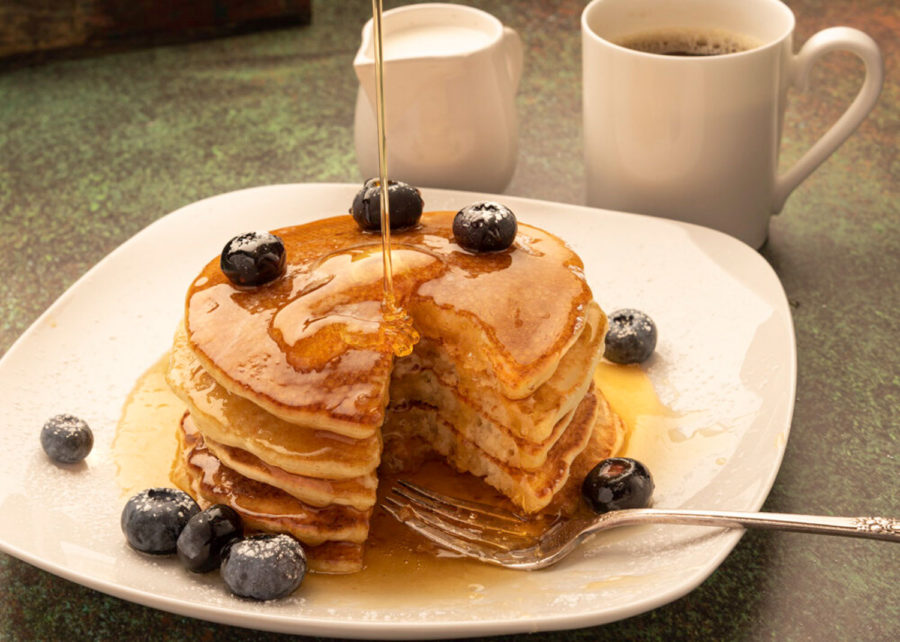 Stack of pancakes with syrup pouring by Joe Cosentino, Utica New York, Visual Media Strategy