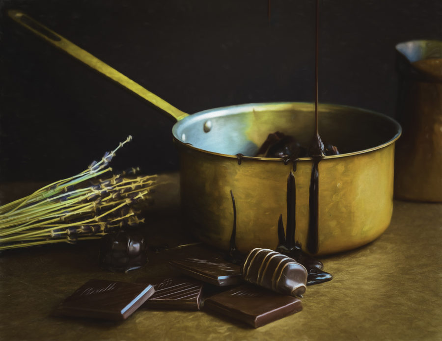 Copper Pan with chocolate by Julie L'Heureux Visual Media Strategy.