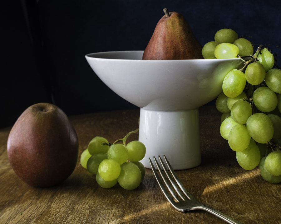 Bowl of Grapes with Two Pears by Julie L'Heureux Visual Strategy