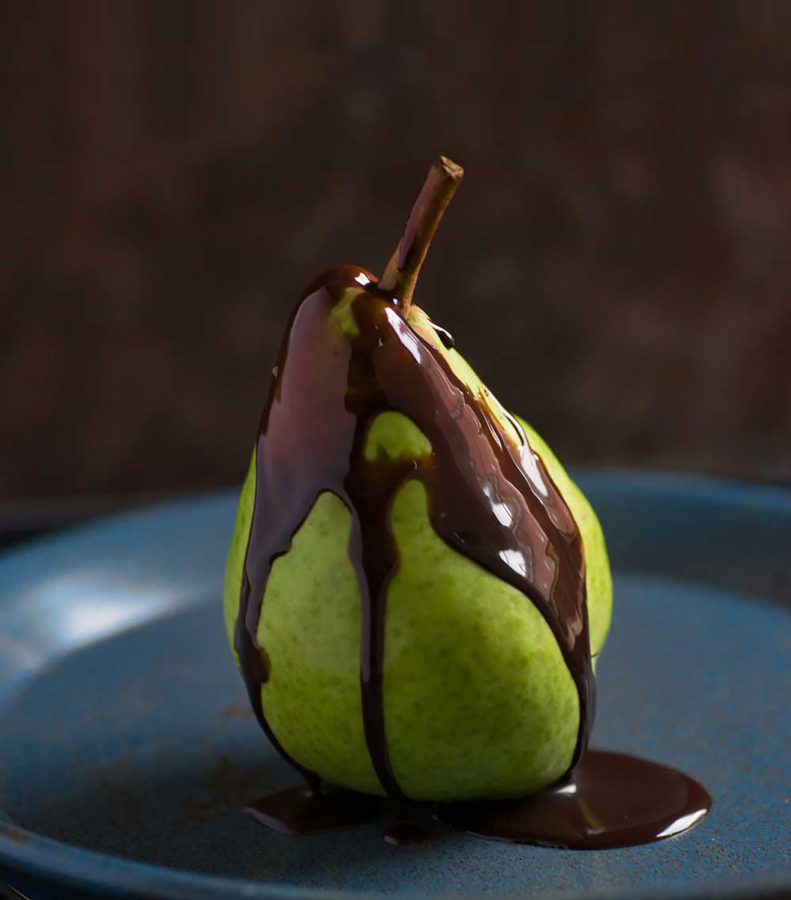 Pear with Melted Chocolate by Julie L'Heureux Visual Media Strategy