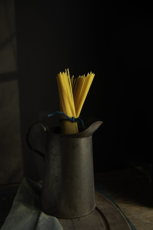 Raw Pasta in Steel Pitcher by Julie L'Heureux Visual Media Strategy