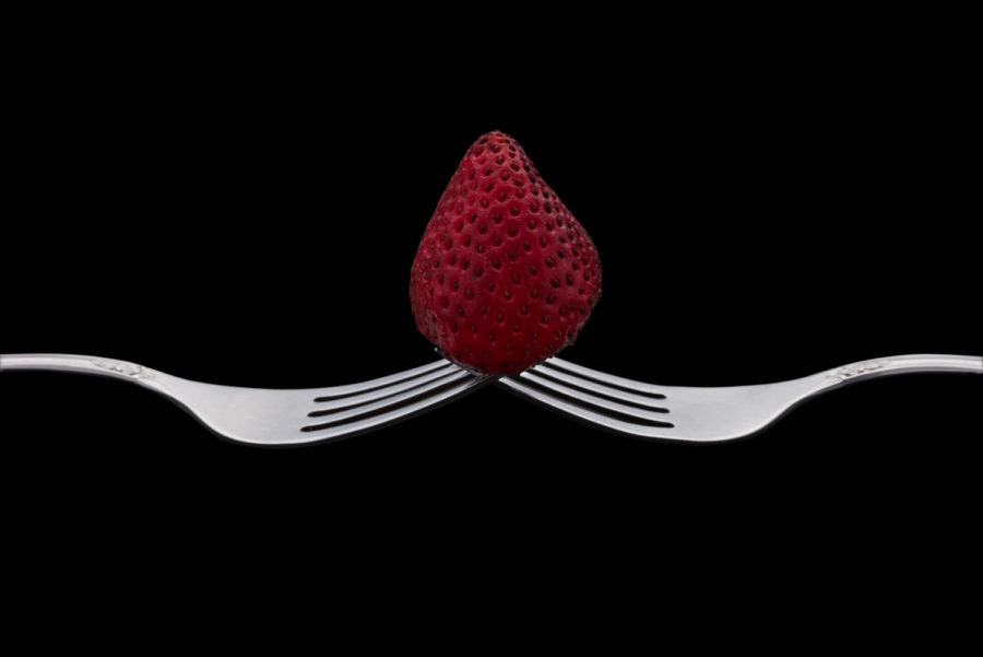 Strawberry On Forks Vancouver Mark Shaw Visual Media Strategy